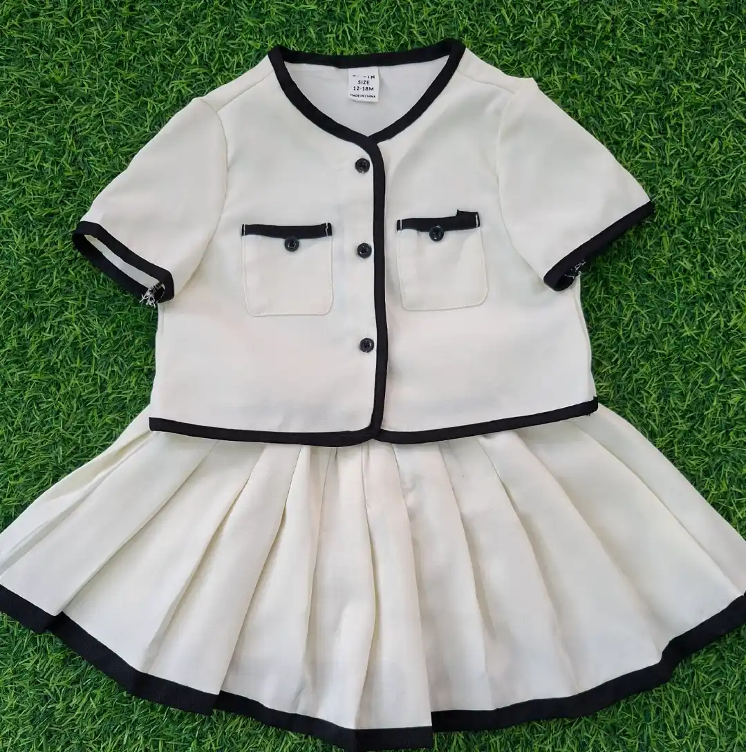 Ivory Elegance Pleated Skirt Set